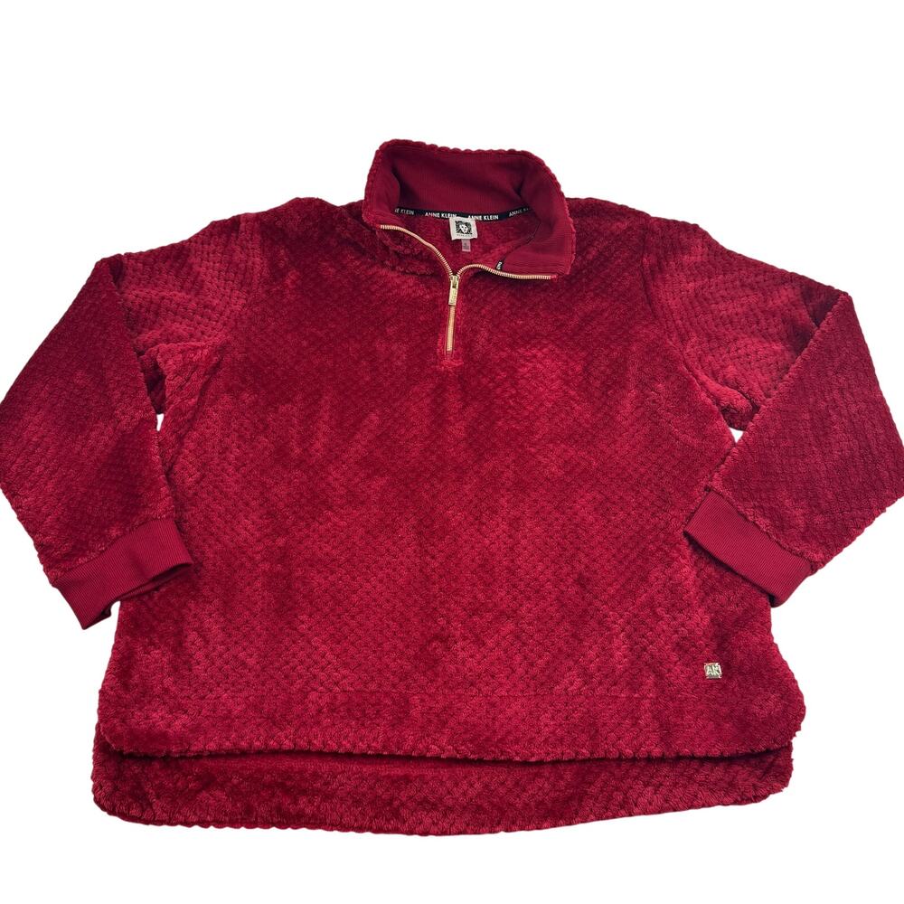 Anne Klein Super Soft Textured Comfy Casual 1/4 Zip Pullover Women's Size XL